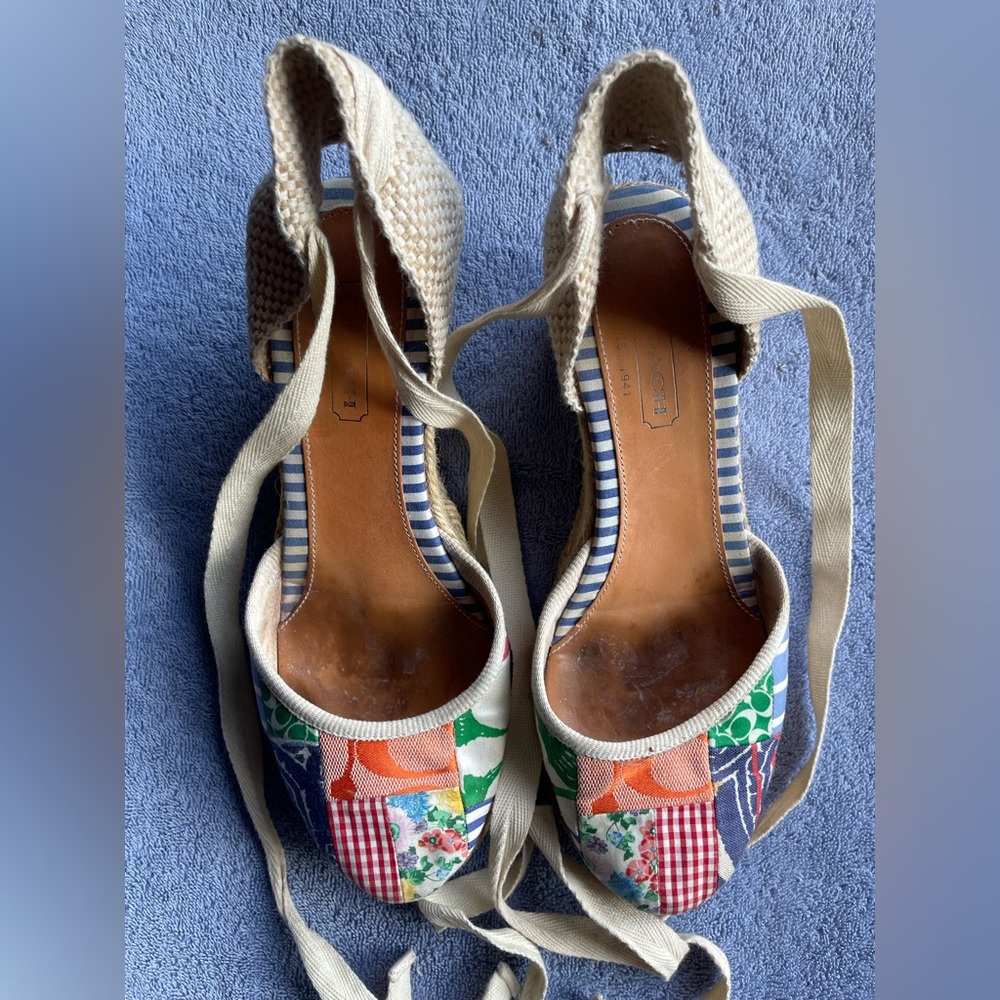 Women’s Coach Multi-Color Espadrille with Ankle Ties Size 9B